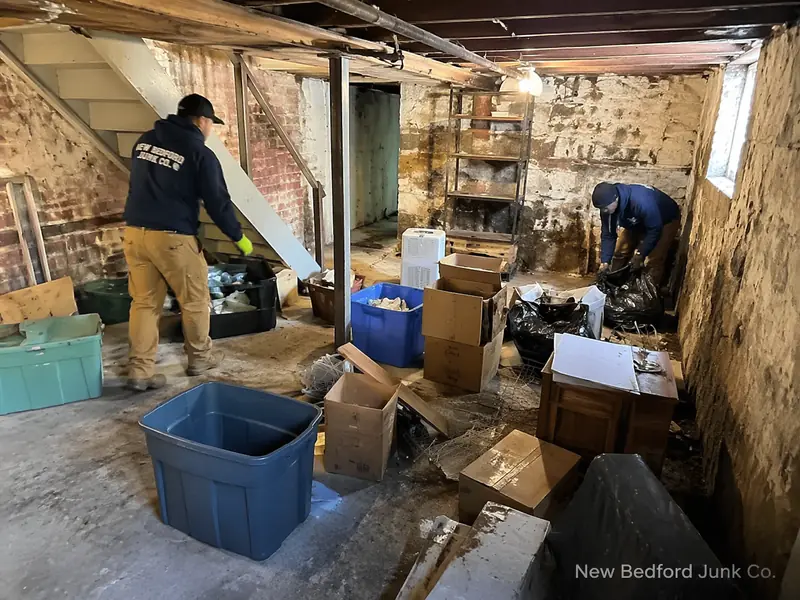 Indoor basement cleanout service in South End New Bedford by New Bedford Junk Co.