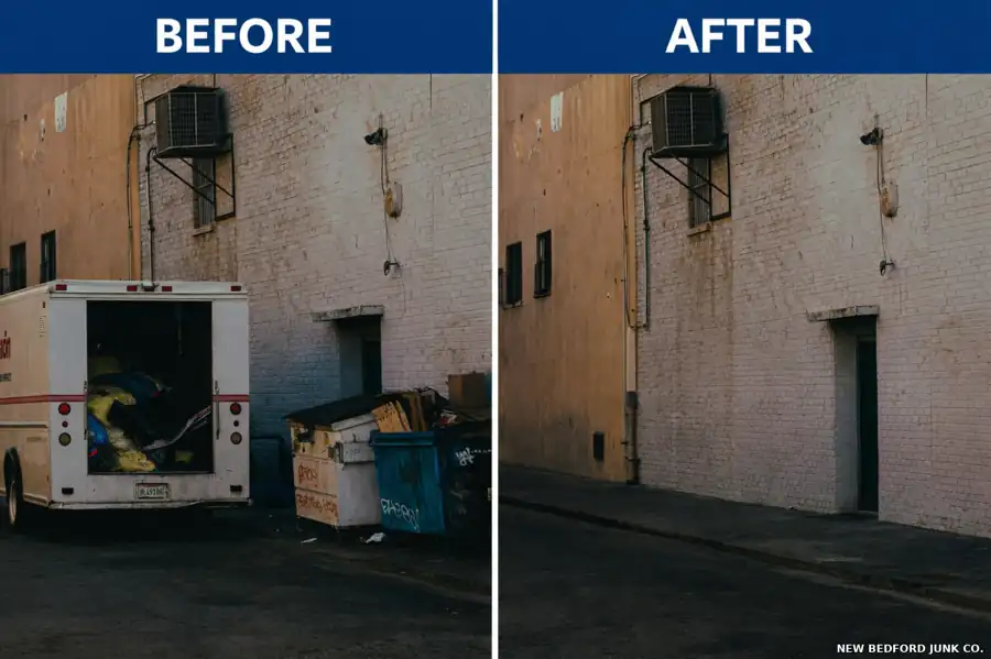 Home Page 7 before and after junk removal in south end new bedford showing cleared space after removal of unwanted items and debris