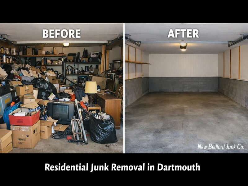 before and after residential junk removal dartmouth clean empty garage transformation